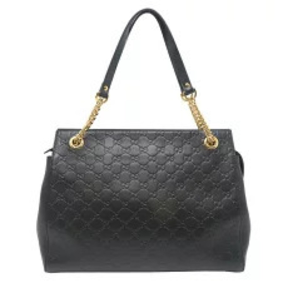 Gucci Guccissima Chain Shoulder Tote Bag Leather Black - Picture 2 of 6